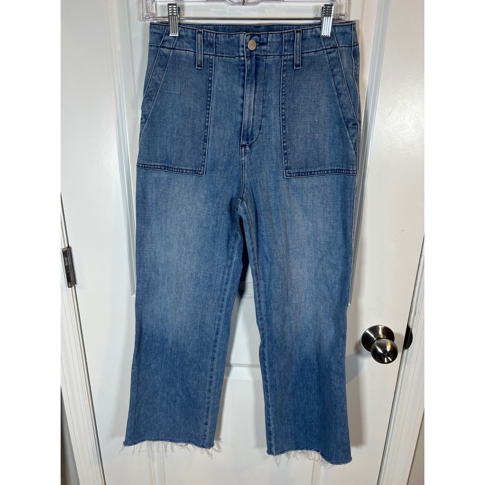 Joe's Jeans Womens Wide‎ Leg Crop Raw Hem Medium Wash Blue Size 28